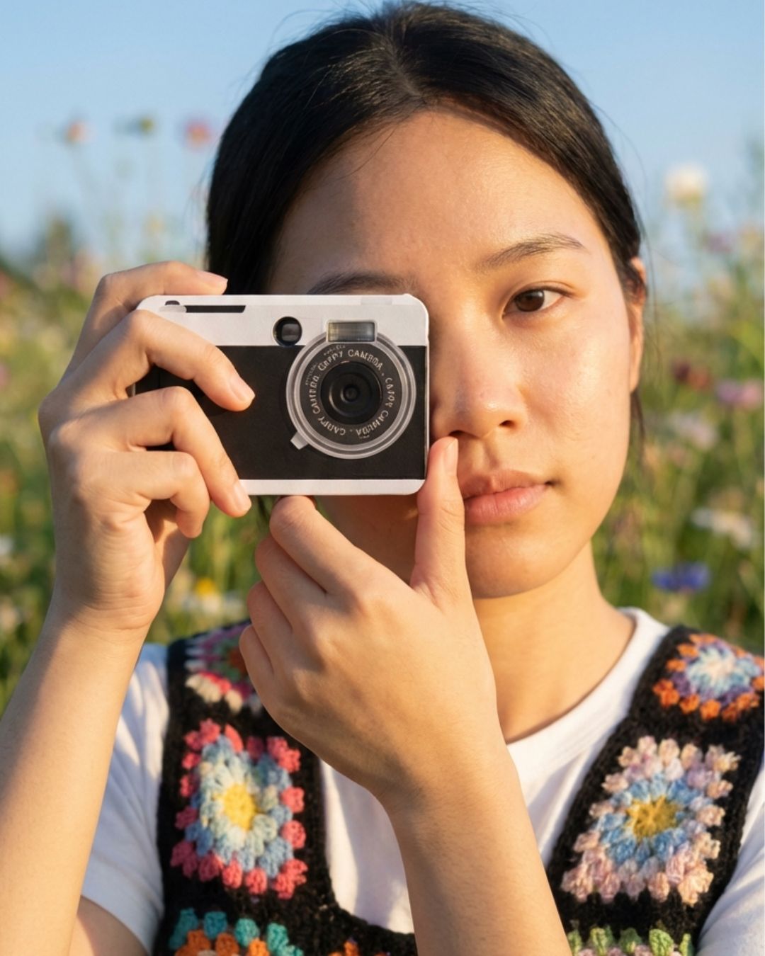 Cappy Camera — Screenless Digital Camera, Vintage Black Case, Retro Film-Style Photos & Video, 32GB SD Card Included