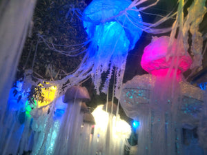 Jellyfish lanterns at a street festival, taken on a Cappy camera