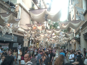Decorated street, Barcelona, taken on a Cappy camera